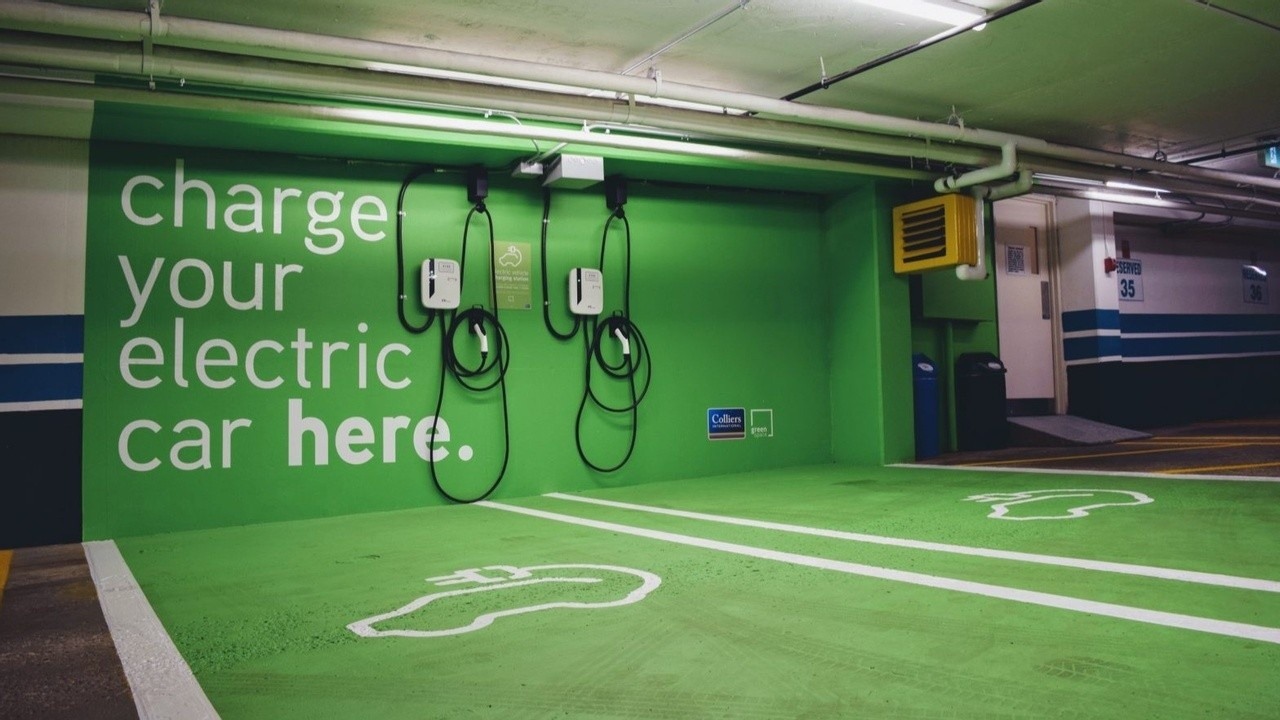 charging station in parking garage